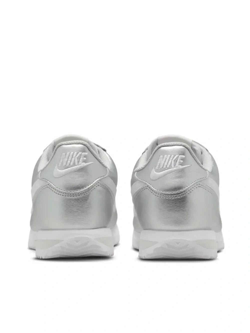 Women's Size 6 - Nike Cortez Metallic Silver/White-Grey Fog IR0042 001 (NO LID)